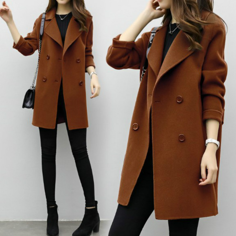 2020. gada rudens ziemas, vilnas maisījuma mēteļi, sieviešu, gari, plāni, biezi, silti vilnas mēteļi, liela izmēra 2 XL