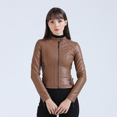 Nove umjetne meke motociklističke PU kožne jakne za žene Kaputi plus modne baršunaste zakovice Tanak dizajn dugih rukava Ležerna ulična odjeća