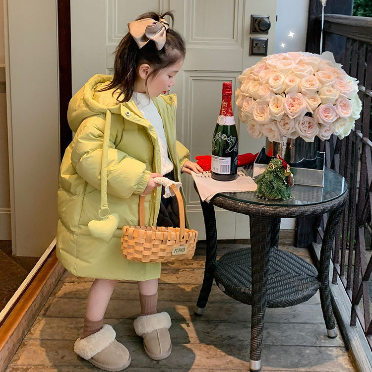 2023. gada meitenes, mazuļi, ziemas garie mēteļi, bērni mīl ar kapuci, kokvilnas polsterējums, biezs, silts mētelis bērniem, modes mēteļi, drēbes