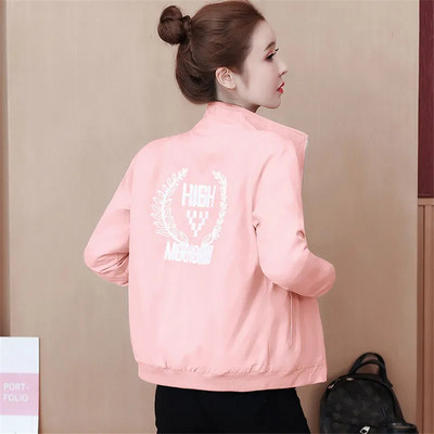 Tanke bomber jakne s printom slova Ležerne proljetne skraćene gornje odjeće s ovratnikom Ženska ulična odjeća Kaputi Elegantne korejske chaqueta