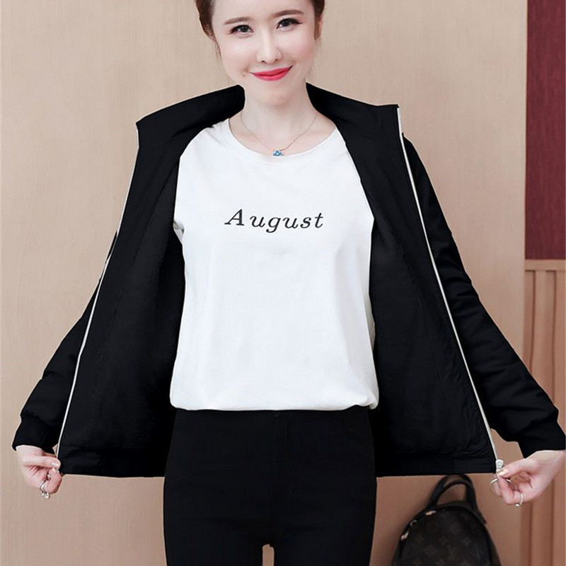 Tanke bomber jakne s printom slova Ležerne proljetne skraćene gornje odjeće s ovratnikom Ženska ulična odjeća Kaputi Elegantne korejske chaqueta