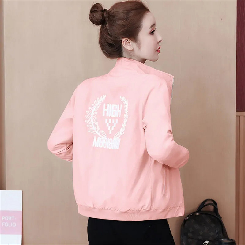 Tanke bomber jakne s printom slova Ležerne proljetne skraćene gornje odjeće s ovratnikom Ženska ulična odjeća Kaputi Elegantne korejske chaqueta