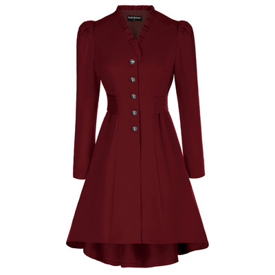 Jachetă SD gotică Steampunk pentru femei Jachetă victoriană lungă Jachetă cu tiv înalt Jachetă cu mânecă în picior de oaie, cu decolteu în V, cu curea A3