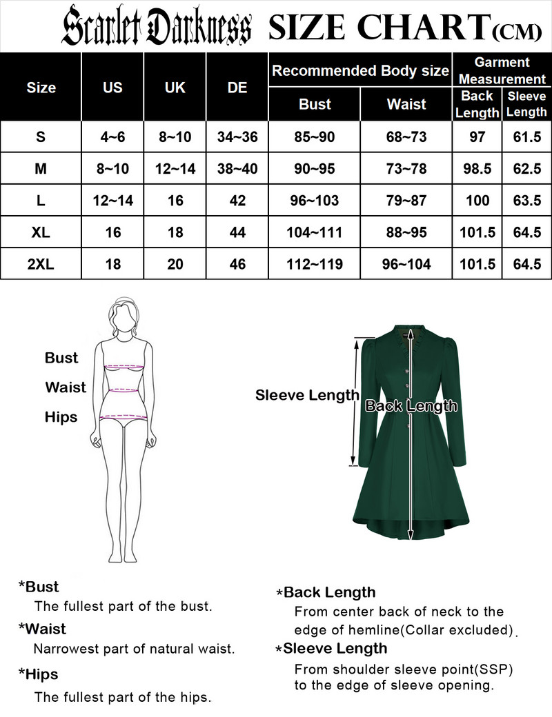 Jachetă SD gotică Steampunk pentru femei Jachetă victoriană lungă Jachetă cu tiv înalt Jachetă cu mânecă în picior de oaie, cu decolteu în V, cu curea A3