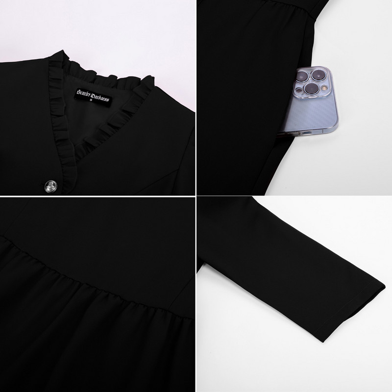 Jachetă SD gotică Steampunk pentru femei Jachetă victoriană lungă Jachetă cu tiv înalt Jachetă cu mânecă în picior de oaie, cu decolteu în V, cu curea A3