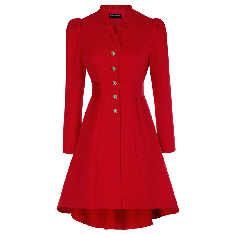 Jachetă SD gotică Steampunk pentru femei Jachetă victoriană lungă Jachetă cu tiv înalt Jachetă cu mânecă în picior de oaie, cu decolteu în V, cu curea A3