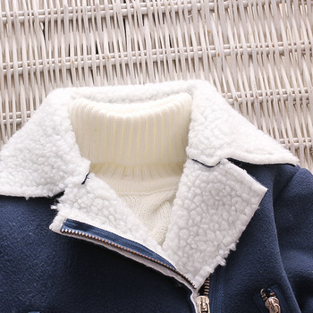 2023 Нови зимни детски топли памучни якета Син цвят Бебешки палта Яке Детски дрехи Връхни дрехи за момче