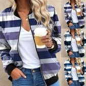 Jachetă de iarnă pentru femei Jachete ocazionale de zi cu zi Jachetă ușoară cu fermoar Jachetă imprimată Stcollar Short Sport Outwear