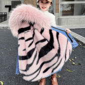 Parkas Jauns Meiteņu Noņemama Apakšveļa Bērnu Apģērbs Garš Mētelis Kažokādas Virsmētelis Zeme Vienkārša Silta Svītraina