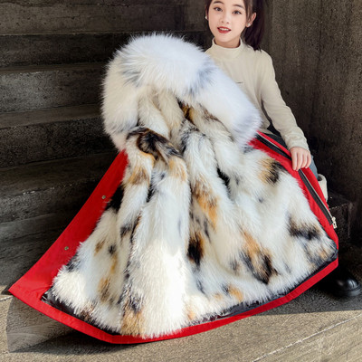 Parkas Jauns Meiteņu Noņemama Apakšveļa Bērnu Apģērbs Garš Mētelis Kažokādas Virsmētelis Zeme Vienkārša Silta Svītraina