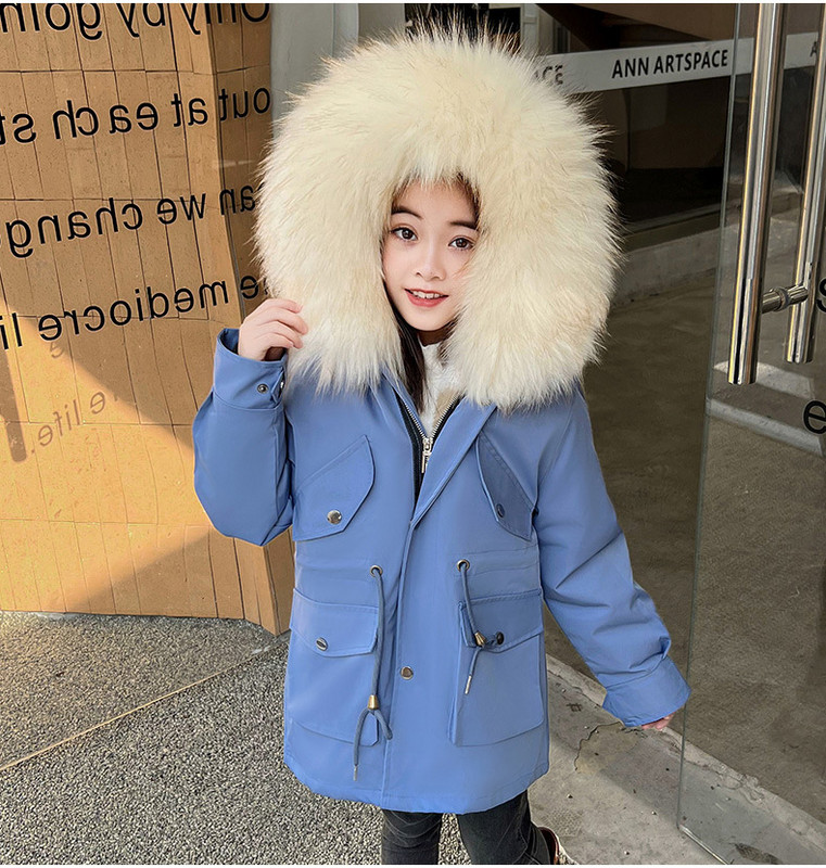 Parkas Jauns Meiteņu Noņemama Apakšveļa Bērnu Apģērbs Garš Mētelis Kažokādas Virsmētelis Zeme Vienkārša Silta Svītraina