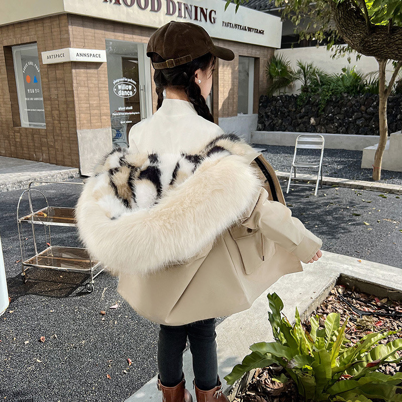 Parkas Jauns Meiteņu Noņemama Apakšveļa Bērnu Apģērbs Garš Mētelis Kažokādas Virsmētelis Zeme Vienkārša Silta Svītraina