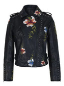 2023 Moda Femei Vintage Broderie Florală Nit Jachete din Faux Piele Damă PU Motor Negru Voilet Bej Punk Streetwear Paltoane