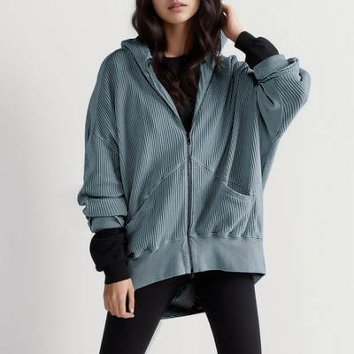 Zimske jakne za žene Kaputi s kapuljačom Dugi rukavi Otvoreni prednji široki kaput Gornja odjeća s džepovima na ramenima Kućna jesenska odjeća za odmor