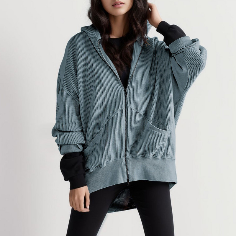 Zimske jakne za žene Kaputi s kapuljačom Dugi rukavi Otvoreni prednji široki kaput Gornja odjeća s džepovima na ramenima Kućna jesenska odjeća za odmor