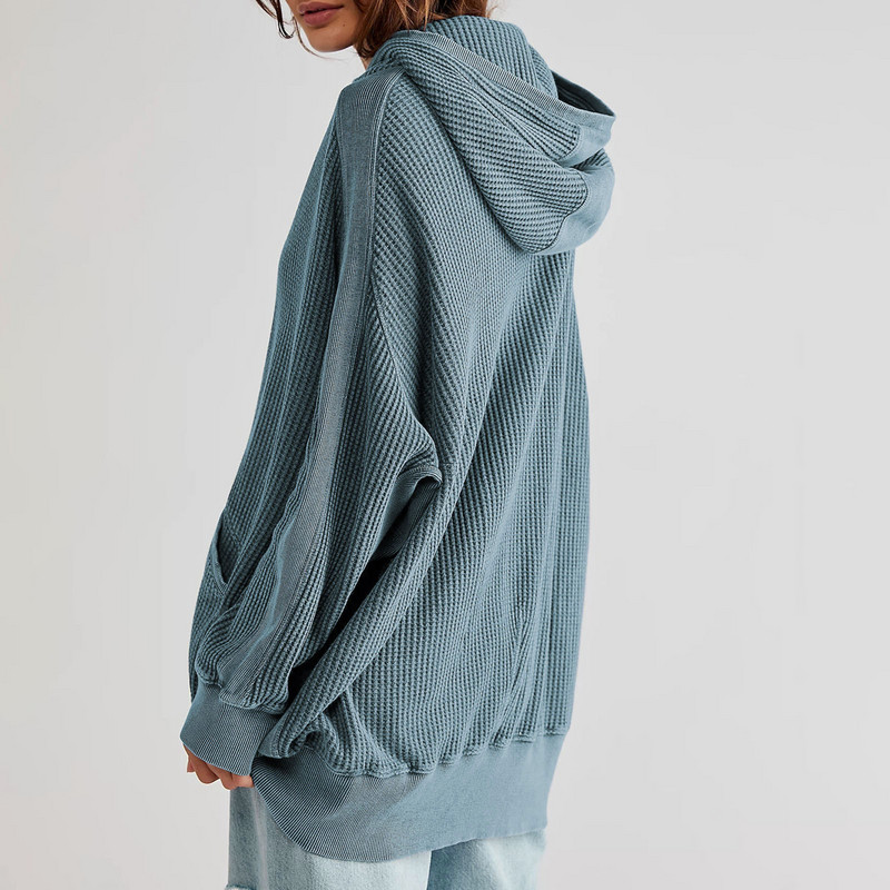 Zimske jakne za žene Kaputi s kapuljačom Dugi rukavi Otvoreni prednji široki kaput Gornja odjeća s džepovima na ramenima Kućna jesenska odjeća za odmor