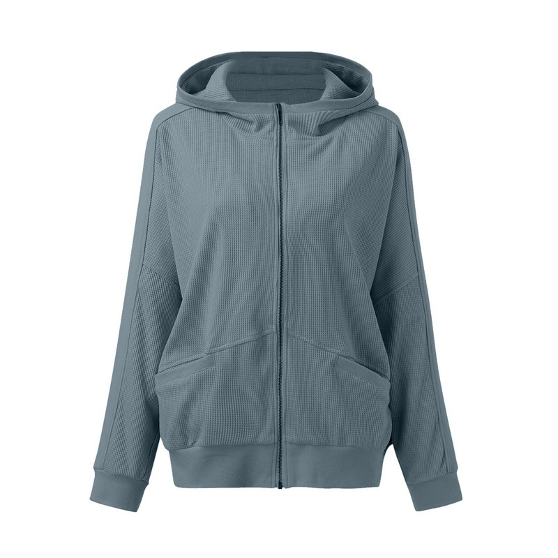 Zimske jakne za žene Kaputi s kapuljačom Dugi rukavi Otvoreni prednji široki kaput Gornja odjeća s džepovima na ramenima Kućna jesenska odjeća za odmor