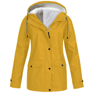 Cele mai vândute haine de iarnă Jachete pentru femei Jachetă solidă de pluș îngroșată în aer liber, cu glugă, cu glugă, rezistentă la vânt 여성가을의류