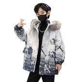 Palton de iarnă pentru băiat Paltoane de băiat căptușite din bumbac, pentru copii, groase, calde, pentru copii, haine din blană, haine stil casual pentru băieți 6 8 10 12 14