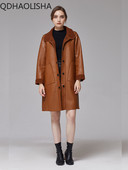 Paltoane de damă Streetwear Toamnă Nou în jachetă de piele Fashion Trench subțire din catifea Îmbrăcăminte de iarnă pentru femei Top cald cu mânecă lungă