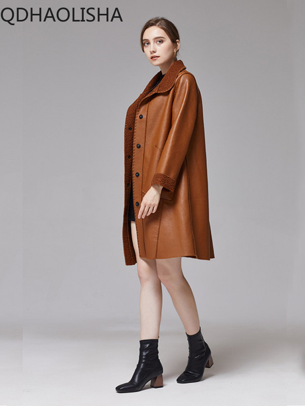 Paltoane de damă Streetwear Toamnă Nou în jachetă de piele Fashion Trench subțire din catifea Îmbrăcăminte de iarnă pentru femei Top cald cu mânecă lungă