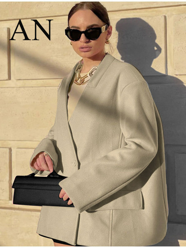 Jesen i zima 2022. Modni uredski kaputi i jakne s V izrezom Ženski zimski kaput Ženska zimska odjeća Ženska odjeća