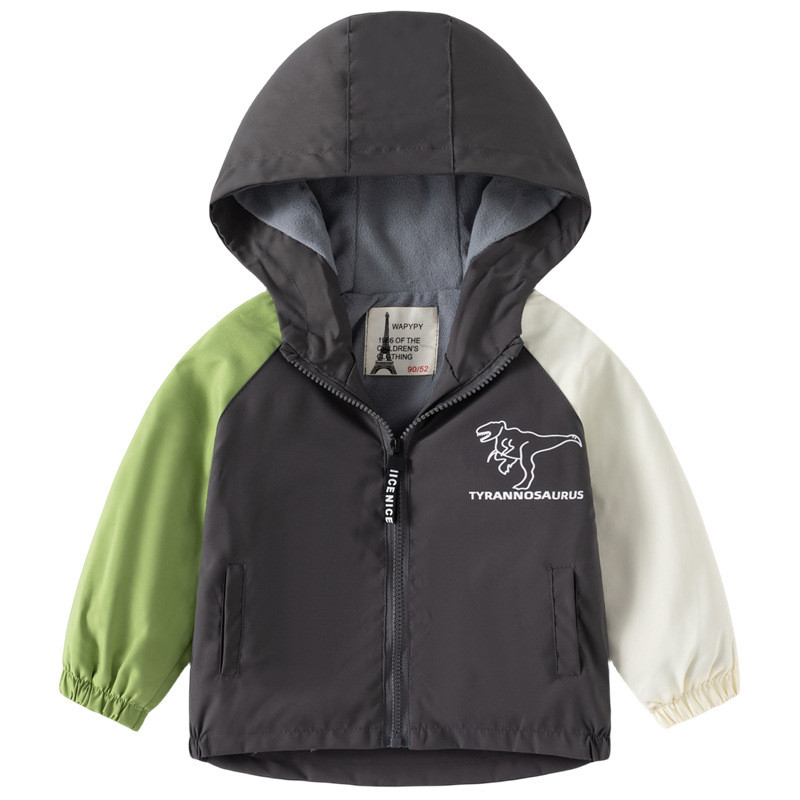 Pavasara mazuļu zēnu meiteņu mēteļi dinozauru raksts bērniem rāvējslēdzēja kapuces jaka bērniem džemperis bērniem vējjaka virsdrēbes
