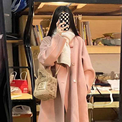 Jesen Topli dugi kaputi od umjetne vune Ženska korejska jednobojna vunena jakna s dvostrukim kopčanjem Široka, elegantna, mješavina vanjske odjeće Novo