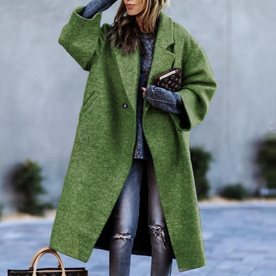 Jachetă de toamnă pentru femei cu mâneci lungi imprimată cu revere, iarna nouă, îmbrăcăminte ocazională pentru femei, jachetă de trenci de lână la moda pentru femei