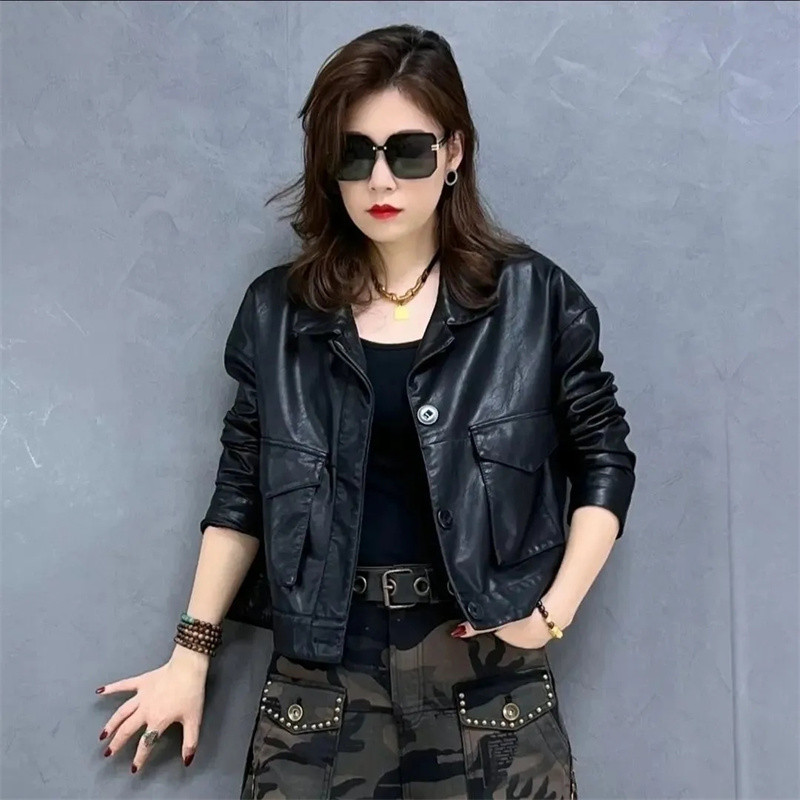 Modna jesen zimska lokomotiva Kožna jakna Ženska ženska kratka PU kožna motociklistička jakna Crveno Zelena Crna Kožna Odjeća