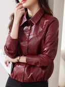 FTLZZ rudens ziemas sieviešu mākslīgās PU ādas jaka gadījuma rakstura atloks ar vienrindu ādas virsdrēbes Sieviešu motociklistu jaka