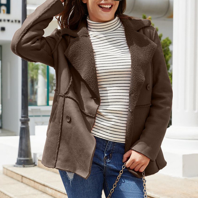 Vintage čista koža Crvene jakne Ženske duge rukave s reverima Topla antilop jakna Topla gornja odjeća s podstavom od flisa palto