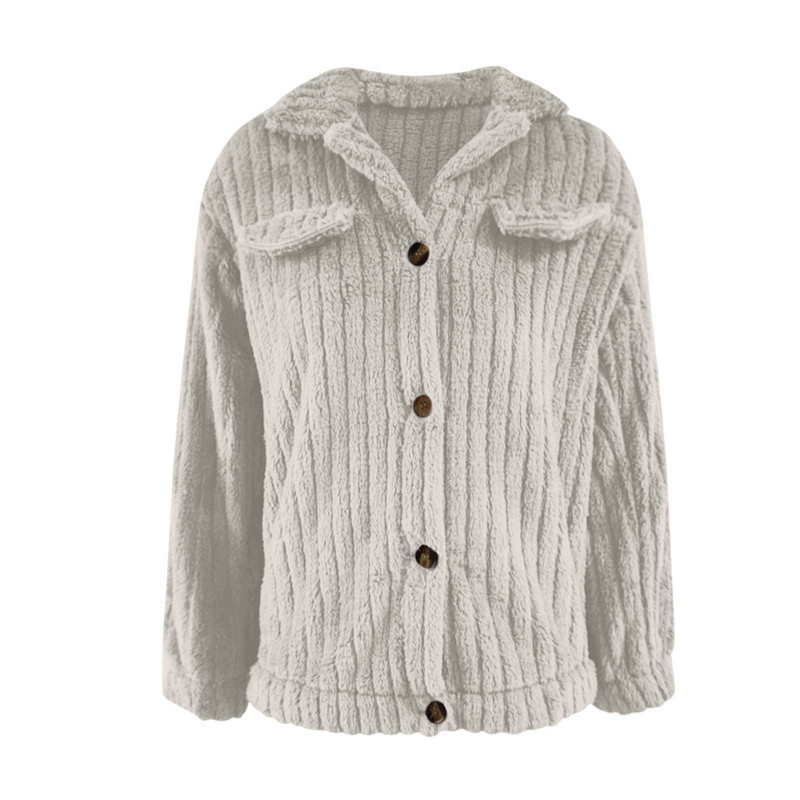 Jakne za žene Odjeća za jesen i zimu 2023. Ženske jednobojne plišane kardigan s reverima i gumbima Skraćeni kaput Debele jakne Ženske majice