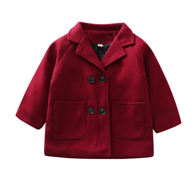 Veličina kaputa za dječake Mala djeca Dječje djevojčice Dječaci Karirani jednobojni kaput Elegantan urezan ovratnik Jakna s dvostrukim kopčanjem Punjena jakna Dječja