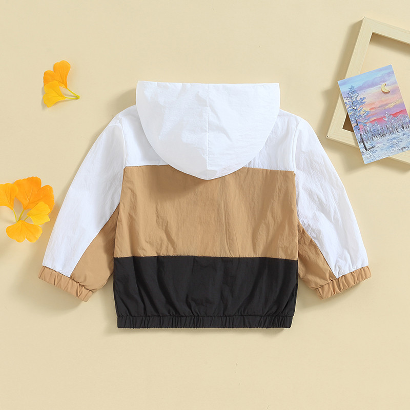 FOCUSNORM 1-5Y Jesenska jakna s kapuljačom za dječake s kapuljačom, kontrastne boje, dugih rukava, jesenska gornja odjeća s kapuljačom