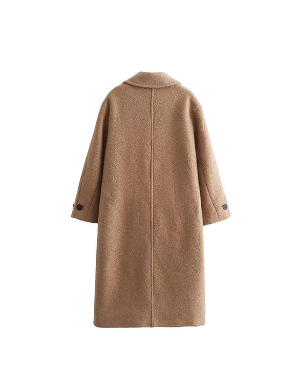 TRAF 2023 Zimski ravni ženski kaput na rever Ležerni uredski ženski dugi kaput Jesenski zimski jednobojni ženski ulični kaput