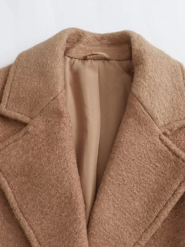 TRAF 2023 Zimski ravni ženski kaput na rever Ležerni uredski ženski dugi kaput Jesenski zimski jednobojni ženski ulični kaput