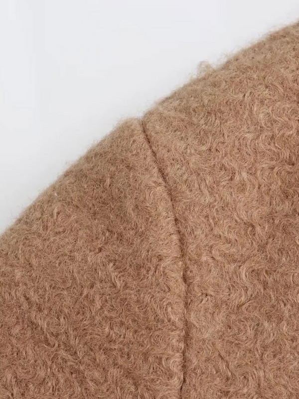 TRAF 2023 Zimski ravni ženski kaput na rever Ležerni uredski ženski dugi kaput Jesenski zimski jednobojni ženski ulični kaput