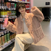 Jēra spalvu mazs, smaržīgs stila mētelis sievietēm rudens un ziemas laikā, sabiezināts 2023. gada jauns Korejas augstas kvalitātes govs raga mētelis P126