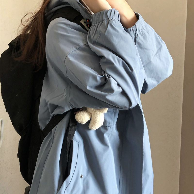 Jachetă oversize solidă pentru femei Harajuku, ocazional coreean, paltoane largi cu glugă, toamnă, cu fermoar, stil preppy, fete de școală, îmbrăcăminte de stradă vintage