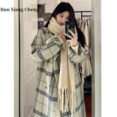 RUN XIANG CHENG 2023 vilnas mētelis sieviešu vilnas mētelis rudens un ziemas korejiešu augstas kvalitātes japāņu britu stila bezmaksas piegāde