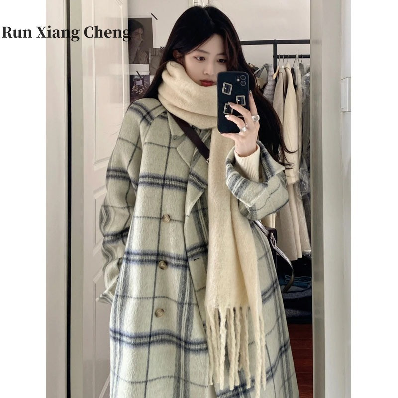 RUN XIANG CHENG 2023 vilnas mētelis sieviešu vilnas mētelis rudens un ziemas korejiešu augstas kvalitātes japāņu britu stila bezmaksas piegāde