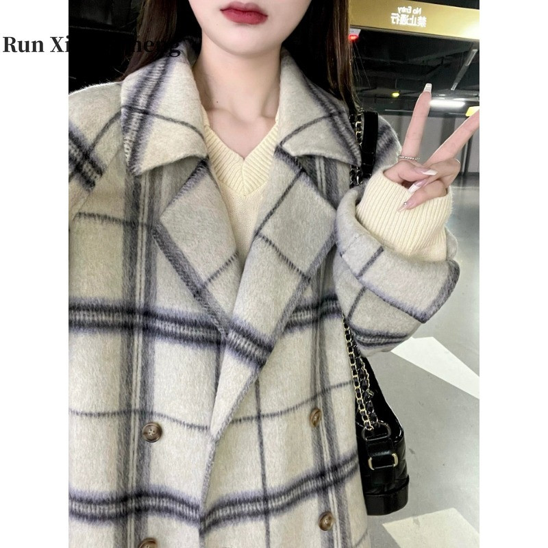 RUN XIANG CHENG 2023 vilnas mētelis sieviešu vilnas mētelis rudens un ziemas korejiešu augstas kvalitātes japāņu britu stila bezmaksas piegāde