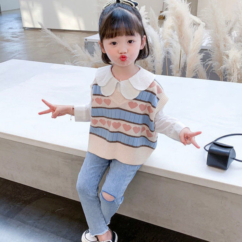 Haine pentru copii Vestă pentru fetiță, primăvară și toamnă, stil nou, pentru fetiță, vestă tricotată occidentală, cămașă pentru copii