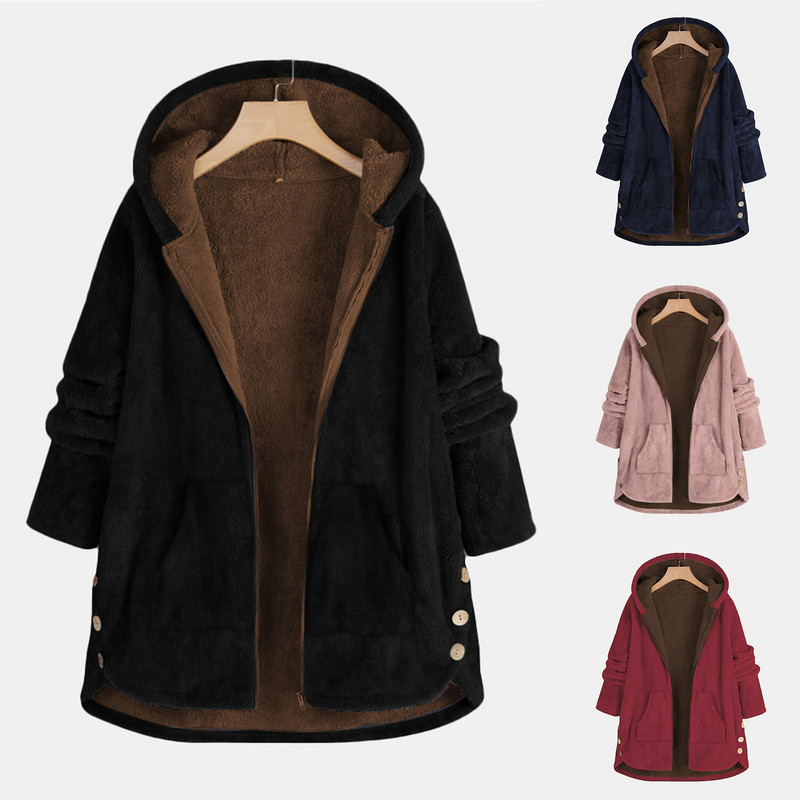 Ženska zimska jakna s kapuljačom od flisa za 2023. Ženska majica s patentnim zatvaračem Ženska odjeća Plišane majice s patentnim zatvaračem Plišani zimski kaput za žene