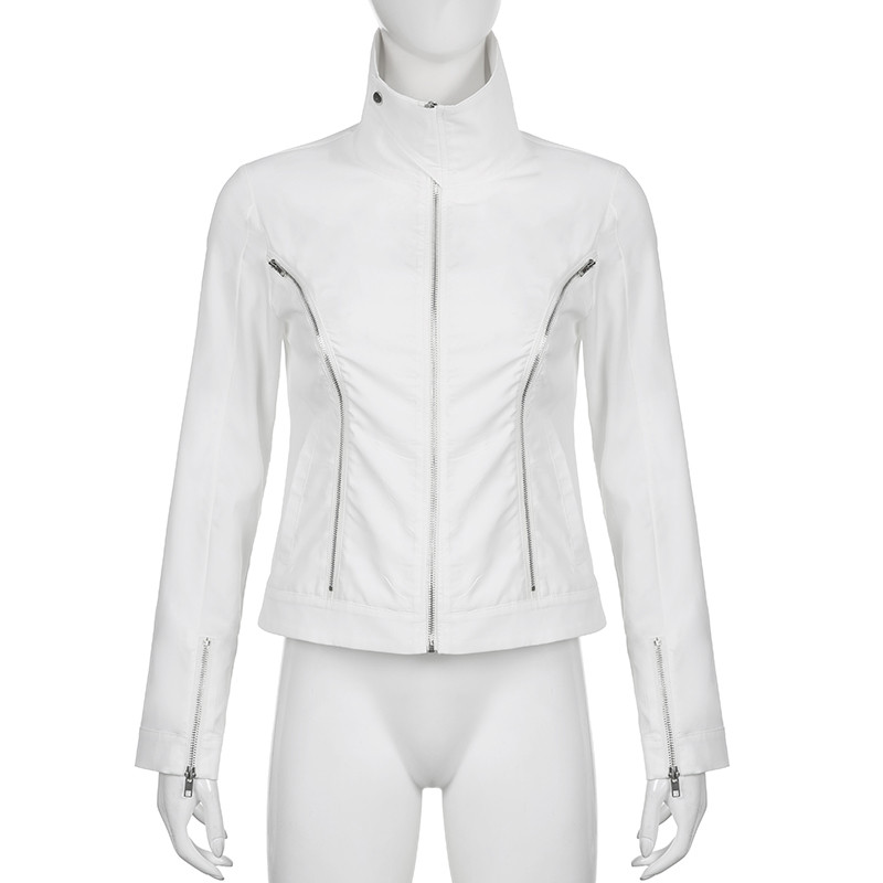 Ženska jakna s patentnim zatvaračem Ovratnik na ovratnik Kaput dugih rukava Goth Top Jesen Jesen Outwear Punk stil y2k Odjeća Streetwear