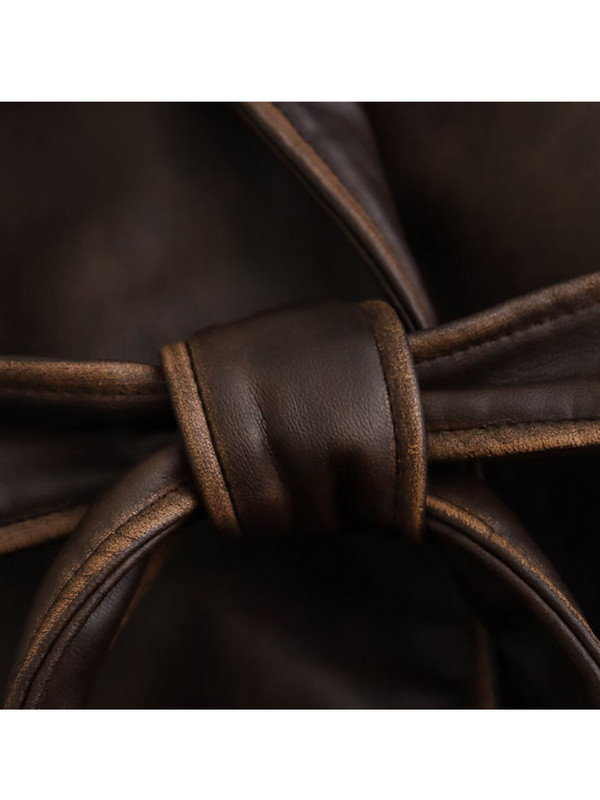 TRAF Novi jesenski zimski ženski dugački baloner od umjetne kože 2023. Vintage kaput dugih rukava s remenom