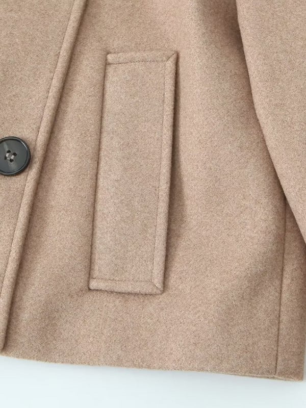 Tvirtas elegantiškas moteriškas vilnos paltas, 2023 m. „Auyumn“ stovi apykaklė ilgomis rankovėmis, dvieiliai švarkai, moteriški senoviniai madingi viršutiniai drabužiai