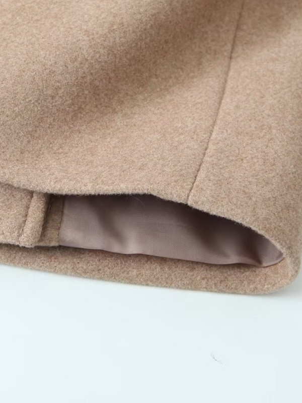 Tvirtas elegantiškas moteriškas vilnos paltas, 2023 m. „Auyumn“ stovi apykaklė ilgomis rankovėmis, dvieiliai švarkai, moteriški senoviniai madingi viršutiniai drabužiai