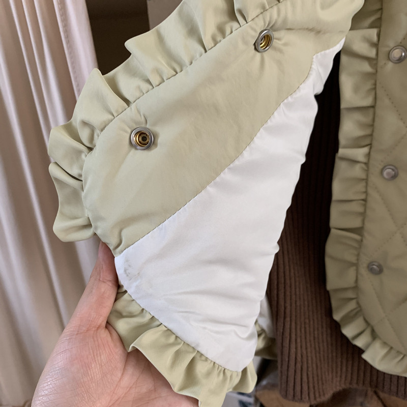 Meiteņu veste kokvilnas mētelis 2023. gada rudens un ziemas jauns korejiešu, jauks, salds, mežģīņu kokvilnas polsterējums, meitenes veste silta kokvilnas veste